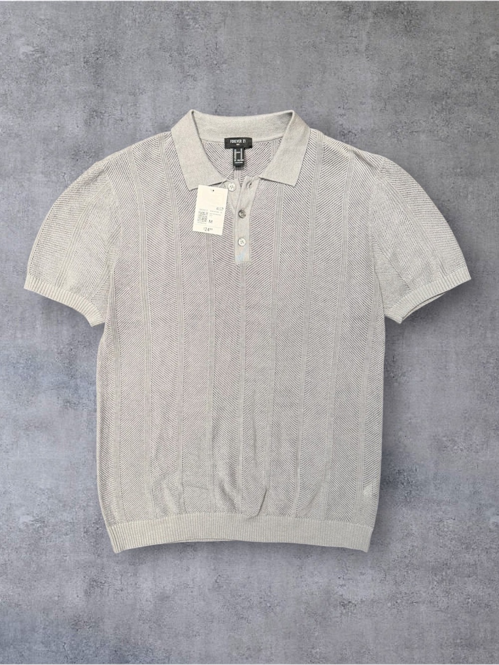 Forever 21 Men's Knit Short-Sleeve Shirt - Light Gray